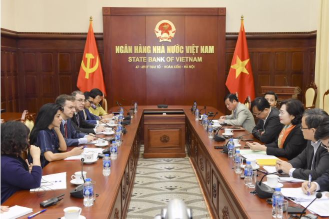 Thống đốc Nguyễn Thị Hồng tiếp xã giao Đoàn Điều IV IMF
