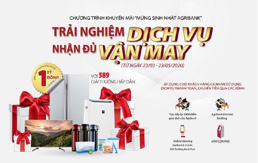                                     Trải nghiệm dịch vụ Agribank nhân dịp 32 năm ngày thành lập để có cơ hội nhận hơn 580 giải thưởng tổng trị giá 01 tỷ đồng