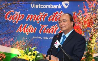                                     Thủ tướng Chính phủ chúc tết tại Vietcombank nhân dịp đầu xuân Mậu Tuất 2018