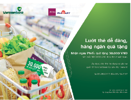 
                                    Nhiều ưu đãi hấp dẫn dành tặng cho chủ thẻ Vietcombank tại hệ thống siêu thị Co.opmart và Fivimart