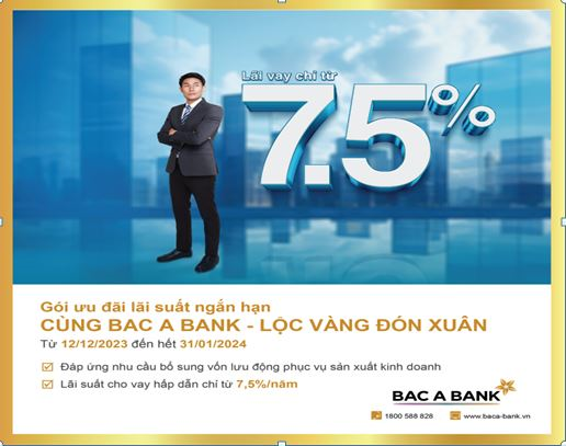 BAC A BANK tung gói vay ưu đãi lãi suất từ 7,5%/năm cho khách hàng doanh nghiệp