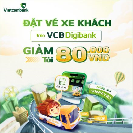 Giảm tới 80.000 VND khi đặt vé xe khách trên VCB Digibank