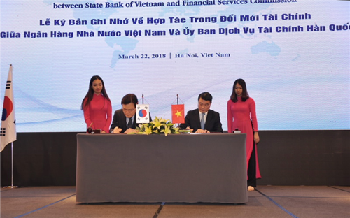                                     Ngân hàng Nhà nước Việt Nam và Ủy ban Dịch vụ Tài chính Hàn Quốc ký kết Bản ghi nhớ về hợp tác trong đổi mới tài chính