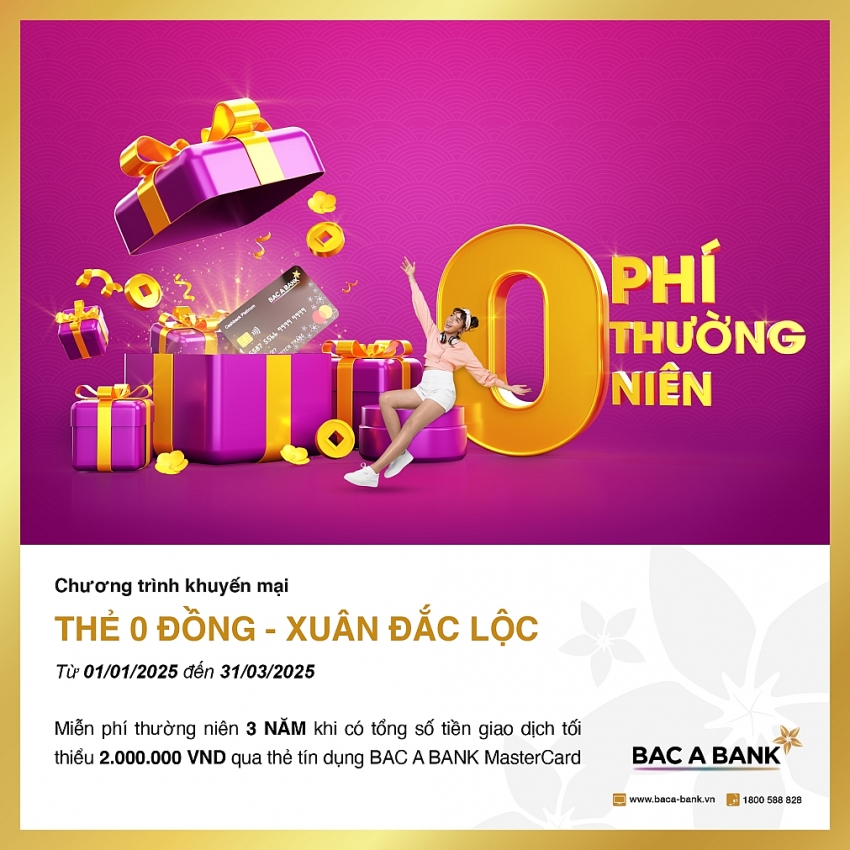 Sắm tết cùng thẻ tín dụng BAC A BANK, khách hàng nhận thêm 3 năm miễn phí thường niên