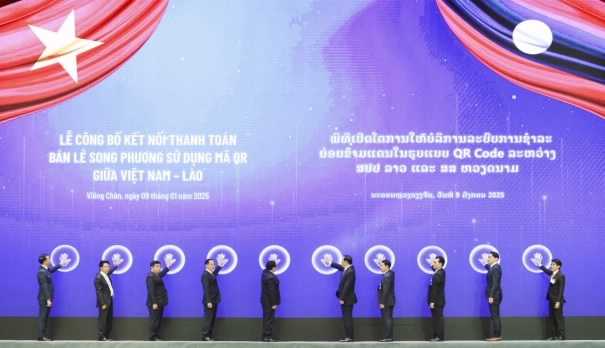 Lễ công bố khuôn khổ thanh toán bản tệ và kết nối thanh toán bán lẻ song phương sử dụng mã QR Việt Nam - Lào