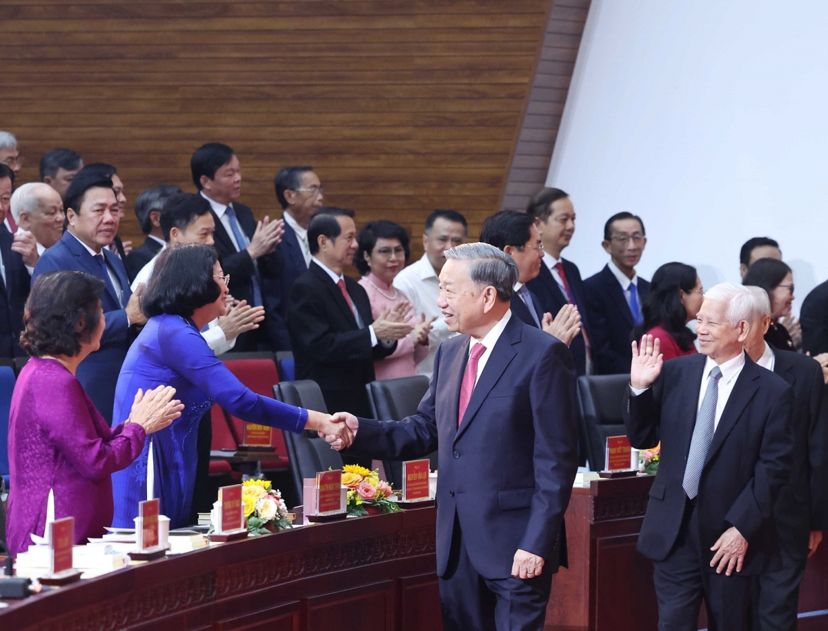 Tổng Bí thư Tô Lâm dự Lễ Công bố Nghị quyết sáp nhập đơn vị hành chính tại Thành phố Hồ Chí Minh. Ảnh: Thống Nhất – TTXVN