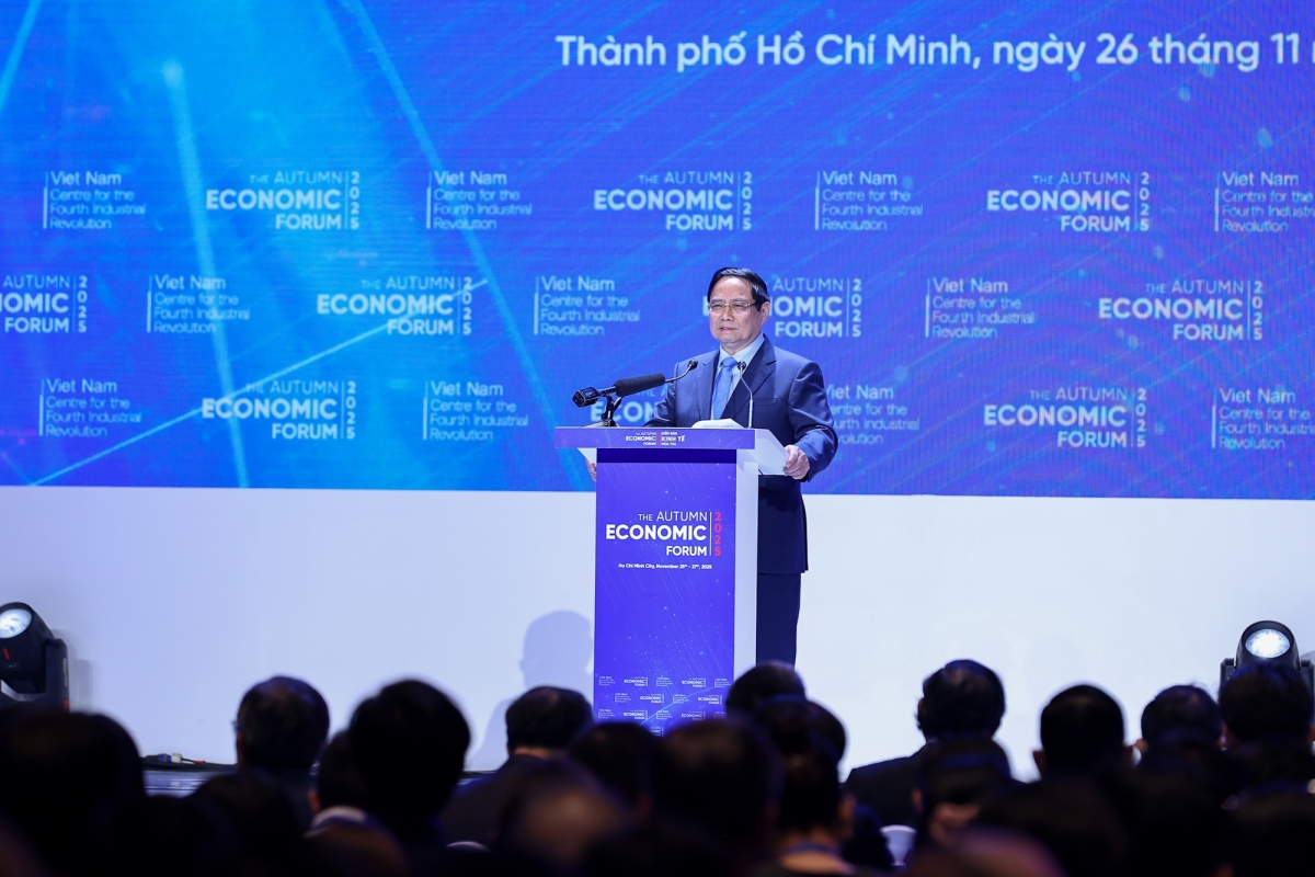 Thủ tướng nêu rõ, Diễn đàn Kinh tế mùa Thu năm 2025 là sự kiện trang trọng thể hiện rõ nét sự hội tụ trí tuệ, sẻ chia tầm nhìn và hành động, lan toả lợi ích, tạo động lực của Việt Nam cùng với cộng đồng quốc tế - Ảnh: VGP/Nhật Bắc