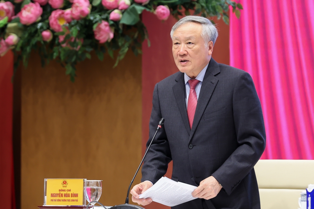 Phó Thủ tướng Thường trực Nguyễn Hòa Bình phát biểu tại Hội nghị - Ảnh: VGP/Nhật Bắc