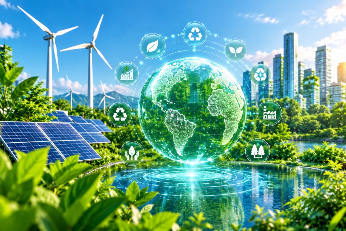 Trước áp lực biến đổi khí hậu và yêu cầu phát triển bền vững, thực hiện Net Zero và phát triển kinh tế xanh đã trở thành yêu cầu cấp thiết đối với doanh nghiệp (Ảnh; AI) Trước áp lực biến đổi khí hậu và yêu cầu phát triển bền vững, thực hiện Net Zero và phát triển kinh tế xanh đã trở thành yêu cầu cấp thiết đối với doanh nghiệp (Ảnh; AI)