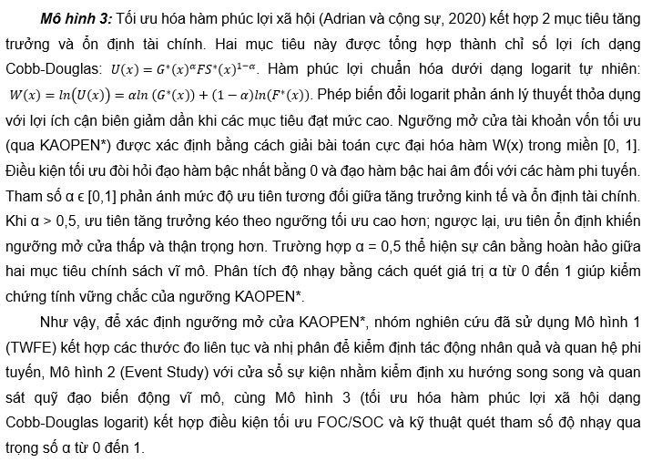 Tác động của tự do hóa cán cân tài chính đến tăng trưởng kinh tế và ổn định tài chính: Hàm ý chính sách cho Việt Nam
